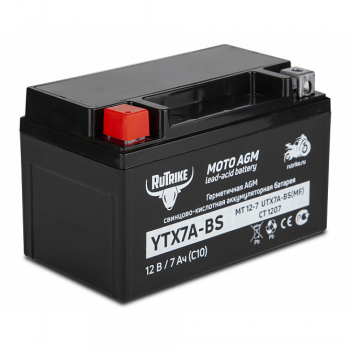 Тяговый стартерный аккумулятор Rutrike YTX7A-BS (12V/7Ah) (UTX7A-BS, CT 1207, MT 12-7)